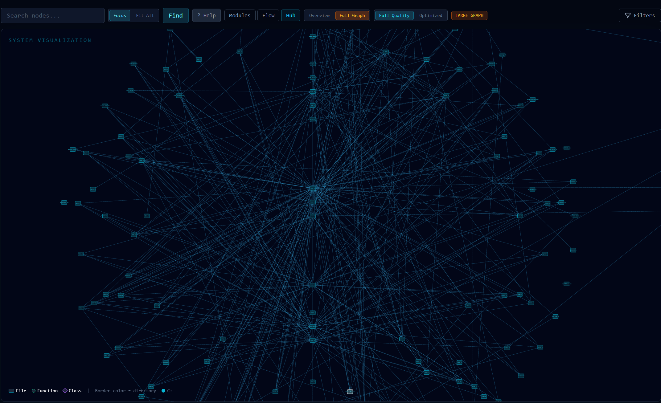 Nomik 3D knowledge graph — full codebase visualization